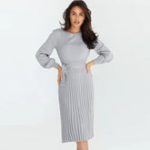 Knitting Dress Slim-Fit Pleated Mid-Length Bottoming Sweater